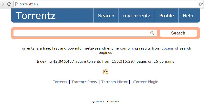 Screenshot of Torrentz