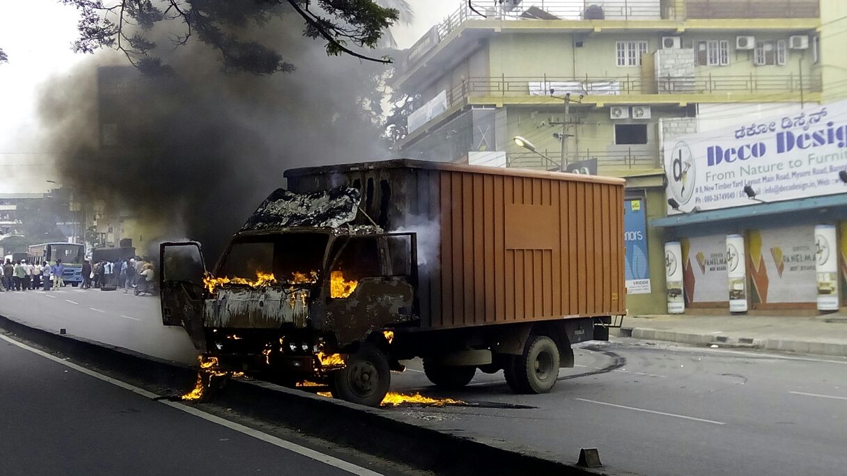 Cauvery Row Truck Set to Fire.