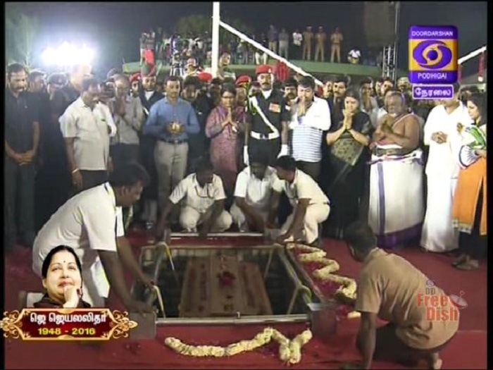J Jayalalithaa Was Buried in Marina Beach